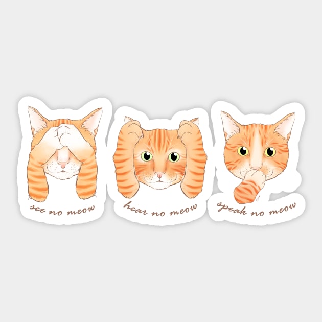 No Evil Cat - Ginger Cats Sticker by meownarchy